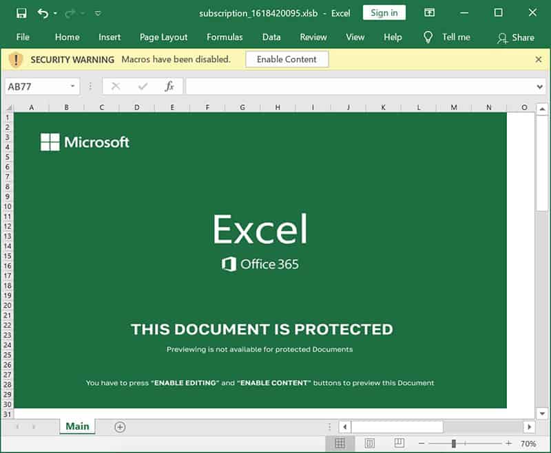 Excel Office 365 - document is protected